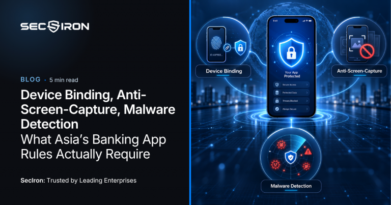 Device binding and anti-screen-capture controls on a banking mobile app